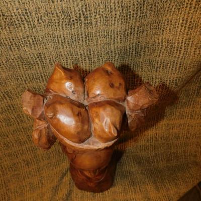 21” Carved Wooden Bust, Woman With Burden