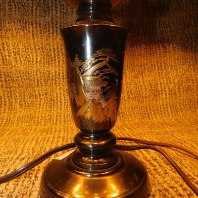 Asian Themed Etched Metal Table Lamps 24”/17”