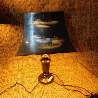 Asian Themed Etched Metal Table Lamps 24”/17”