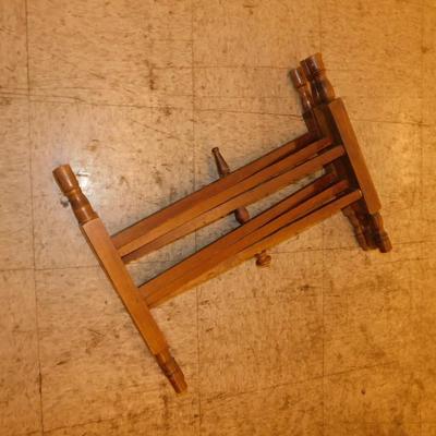 Vintage Moroccan Brass Tray Table w/ Inlayed Wood Stand