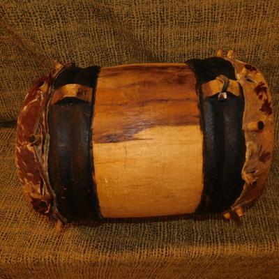 Vintage Double Headed African Dunun Drum 15.5”x13”x13”