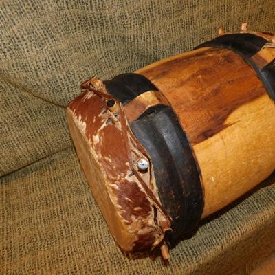 Vintage Double Headed African Dunun Drum 15.5”x13”x13”