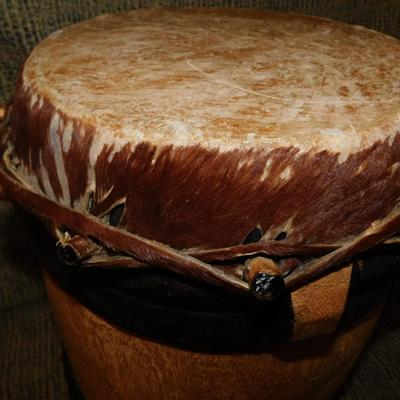 Vintage Double Headed African Dunun Drum 15.5”x13”x13”