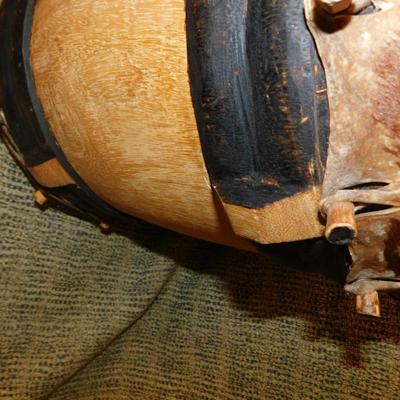 Vintage Double Headed African Dunun Drum 15.5”x13”x13”