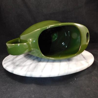 Vintage HALL Pottery MCM Forest Green Retro Pitcher 9.25”x9.25”x4.5”
