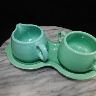 Vintage FIESTA Sugar/Cream Set + Serving Tray 9.75”x5”