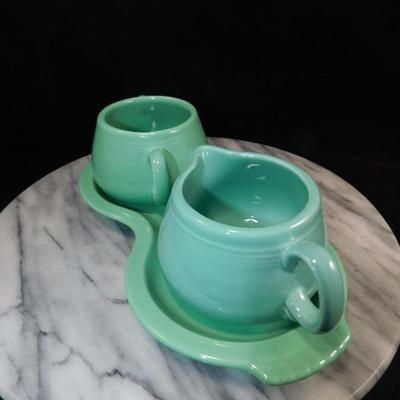 Vintage FIESTA Sugar/Cream Set + Serving Tray 9.75”x5”