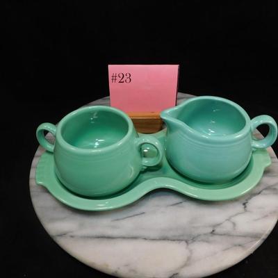 Vintage FIESTA Sugar/Cream Set + Serving Tray 9.75”x5”