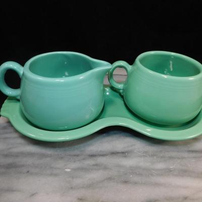 Vintage FIESTA Sugar/Cream Set + Serving Tray 9.75”x5”