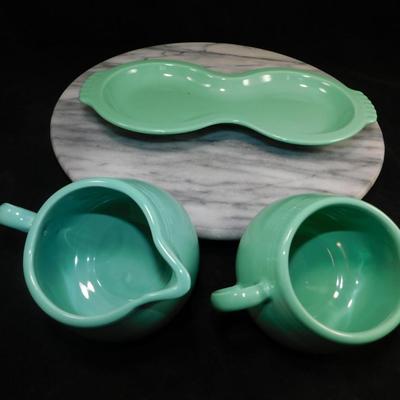 Vintage FIESTA Sugar/Cream Set + Serving Tray 9.75”x5”