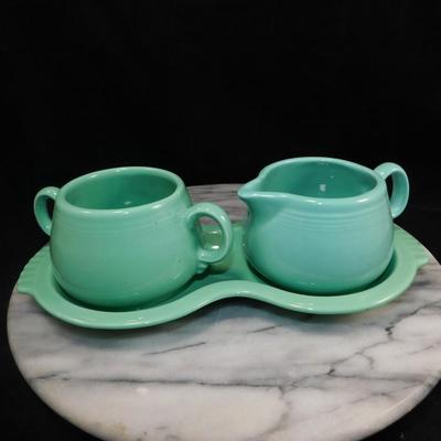 Vintage FIESTA Sugar/Cream Set + Serving Tray 9.75”x5”