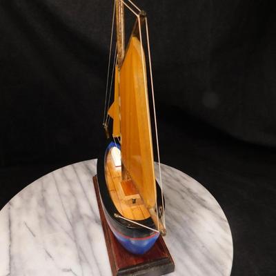 Small Wooden Sailboat Made at The Maine State Prison 10”x10”