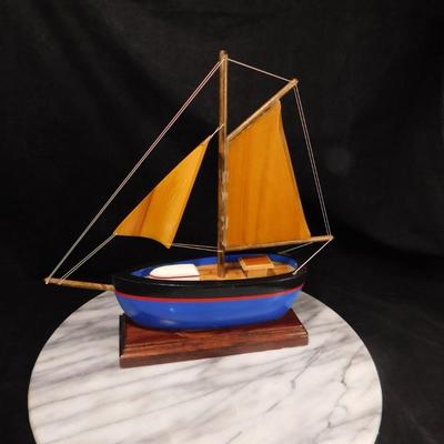 Small Wooden Sailboat Made at The Maine State Prison 10”x10”