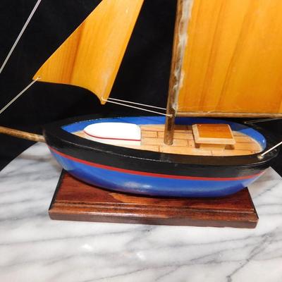 Small Wooden Sailboat Made at The Maine State Prison 10”x10”