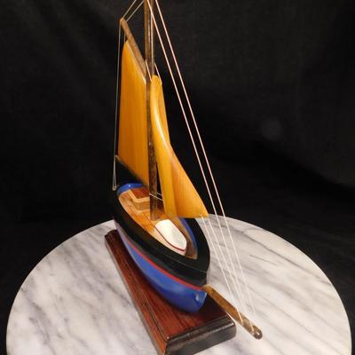 Small Wooden Sailboat Made at The Maine State Prison 10”x10”