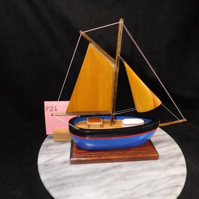 Small Wooden Sailboat Made at The Maine State Prison 10”x10”