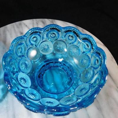 Vintage L.E. Smith Azure Moon &amp; Stars Covered Candy Dish 5.75” Tall