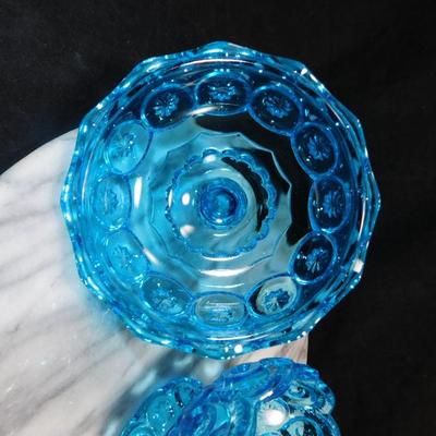 Vintage L.E. Smith Azure Moon &amp; Stars Covered Candy Dish 5.75” Tall