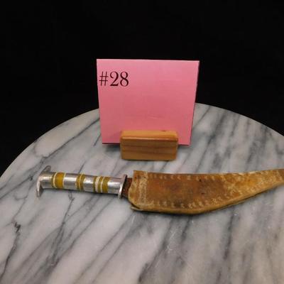 Hand-Forged Knife w/ Goatskin Sheath