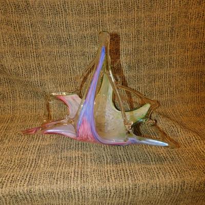 Vintage Murano Style Multicolor Art Glass Basket
