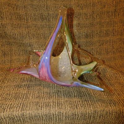 Vintage Murano Style Multicolor Art Glass Basket