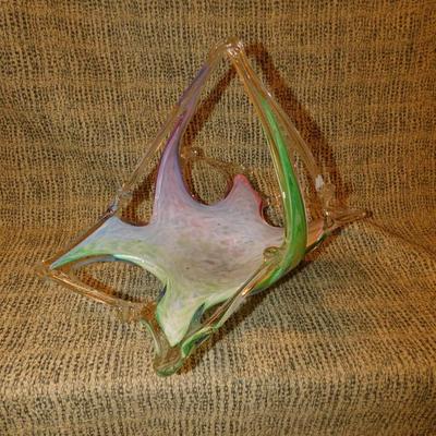 Vintage Murano Style Multicolor Art Glass Basket