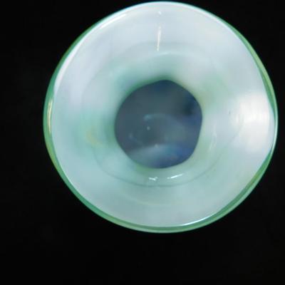 10” Encased Art Glass Floral Murano Style Vase, Thick