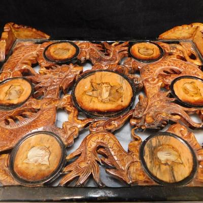 Carved Plaster Serpent Tea Set w/ Serving Tray 9.75”x8”x6”