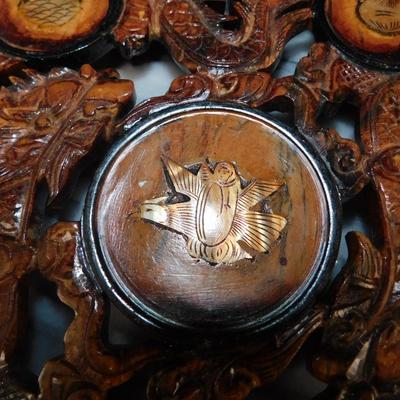 Carved Plaster Serpent Tea Set w/ Serving Tray 9.75”x8”x6”