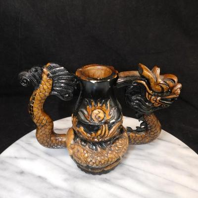 Carved Plaster Serpent Tea Set w/ Serving Tray 9.75”x8”x6”