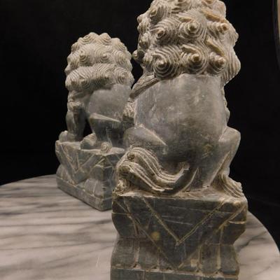 Carved Soapstone Chinese Foo Dog Bookends 7.25” Tall