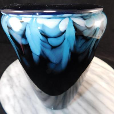 Blown Glass Cobalt Vase 6.5” Tall
