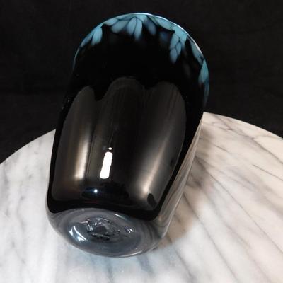 Blown Glass Cobalt Vase 6.5” Tall