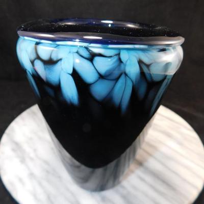Blown Glass Cobalt Vase 6.5” Tall
