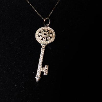 925 Sterling Key Pendant w/ 925 Chain 24”, 6.6g