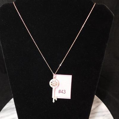 925 Sterling Key Pendant w/ 925 Chain 24”, 6.6g