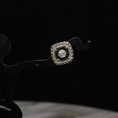 925 Sterling Stud Earrings w/ Diamond Chips, 2.6g