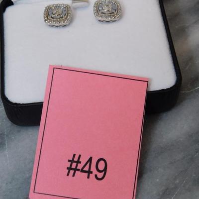 925 Sterling Stud Earrings w/ Diamond Chips, 2.6g