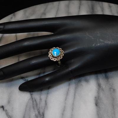 Adjustable 925 Sterling Turquoise Ring, 3.5g