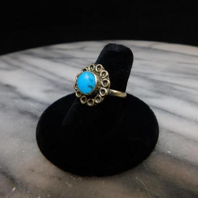 Adjustable 925 Sterling Turquoise Ring, 3.5g