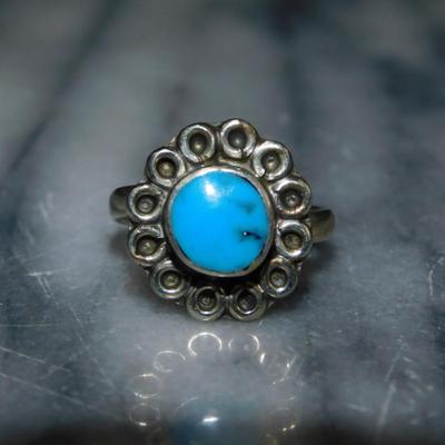 Adjustable 925 Sterling Turquoise Ring, 3.5g