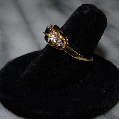 Gold-Tone 925 Sterling Ring w/ Topaz & Glass Size 7, 2.8g