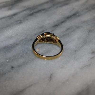 Gold-Tone 925 Sterling Ring w/ Topaz & Glass Size 7, 2.8g