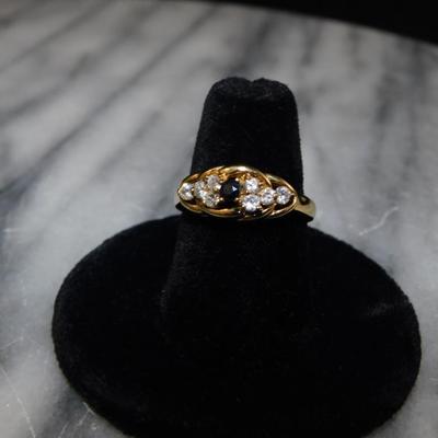 Gold-Tone 925 Sterling Ring w/ Topaz & Glass Size 7, 2.8g