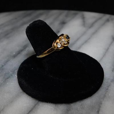 Gold-Tone 925 Sterling Ring w/ Topaz & Glass Size 7, 2.8g