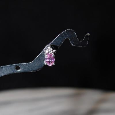 10k White Gold Pink Topaz &amp; Diamond Stud Earrings 0.6g