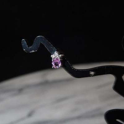 10k White Gold Pink Topaz &amp; Diamond Stud Earrings 0.6g