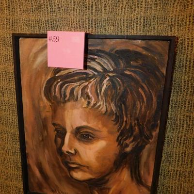 Original Portrait on Canvas, Signed Marie 18.5”x15”