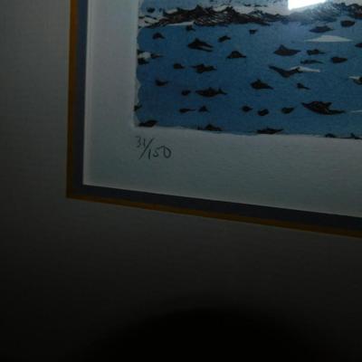 Framed & Matted “Sailing” Print 31/150, Signed 16”x13.75”