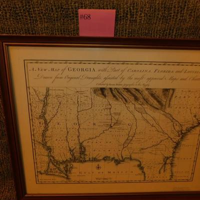 Reproduction 1748 Map of Georgia and Surroundings 23.5’x19”